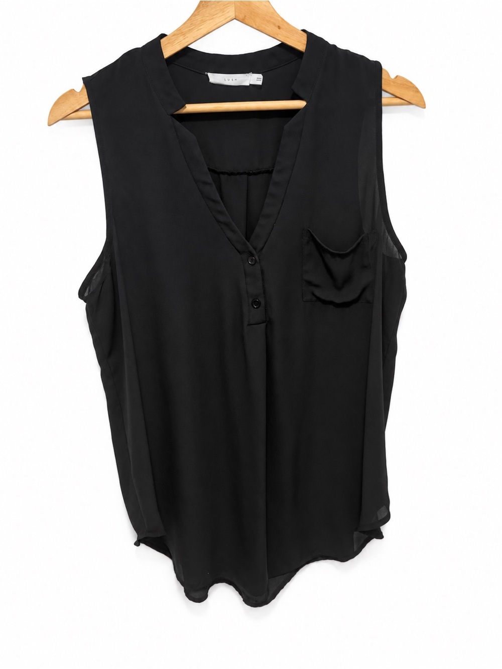 Lush Black Sleeveless V-Neck Button Front Camisole